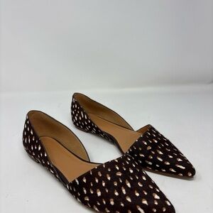 J.Crew Zoe d'Orsay Flats Size 7.5 Spotted Calf Hair Leopard Animal Print Shoes